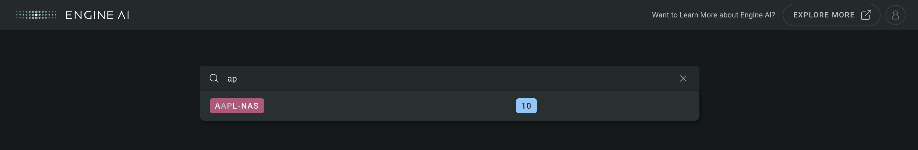 search widget with styled numeric result