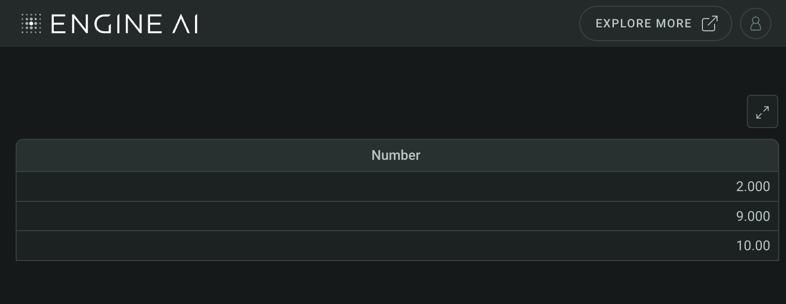 table with number column
